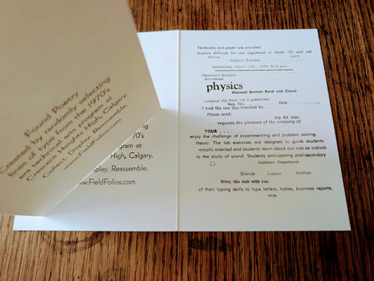 Found Poetry: Greeting Card #1 "Blonde Liquor Mother / Bring this stub with you"